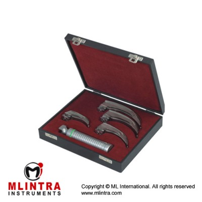 Corona™ Premium Fiber Optic McIntosh Laryngoscope Set With Battery Handle Ref:- AN-590-01 and Blades Ref:- AN-410-00 to AN-410-04 Stainless Steel,